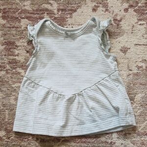 Carter's Light Gray Striped Ruffle Tank Top